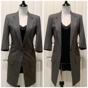 NWOT Designer Long Line Blazer - Fitted - Charcoal Gray - Quiet Luxury